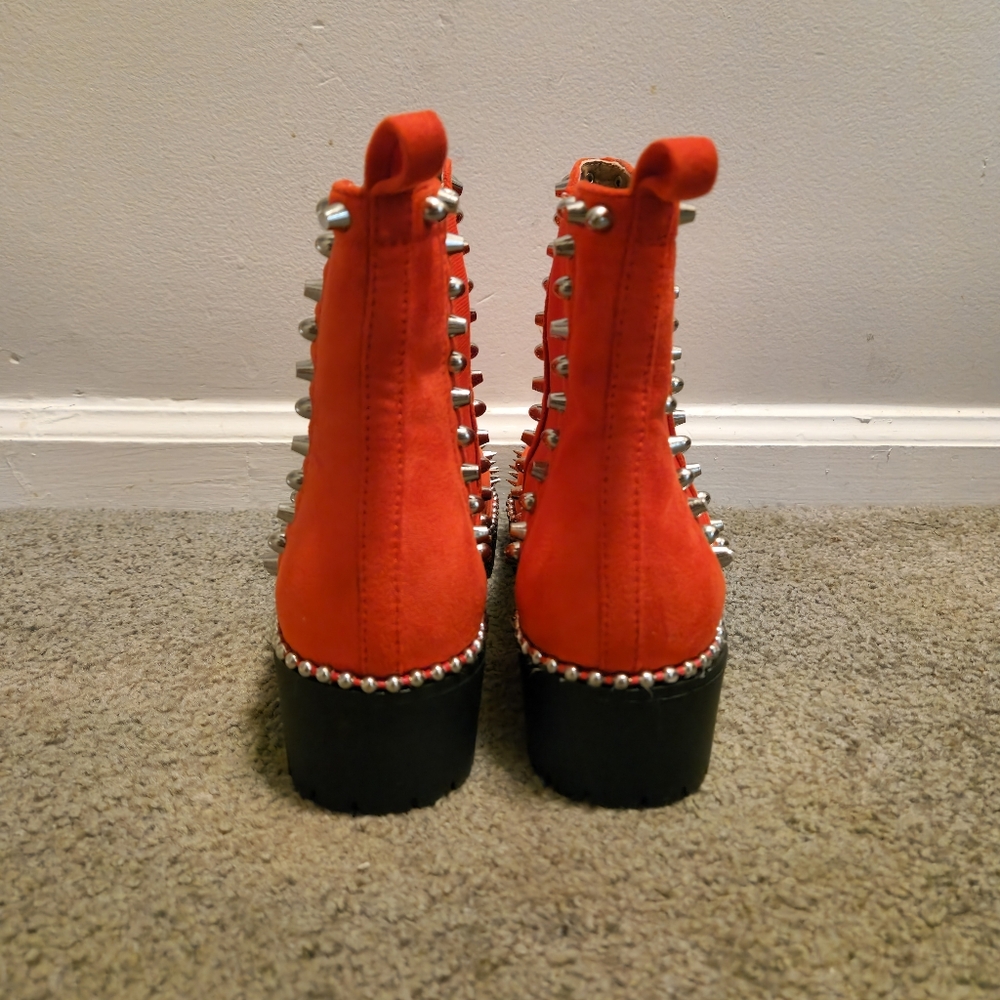 EGO Orange Studded Ankle Boots - Picture 5 of 6